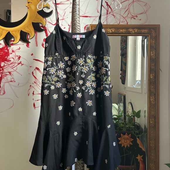 Urban Outfitters Black Floral Mini Dress Medium - Picture 12 of 16
